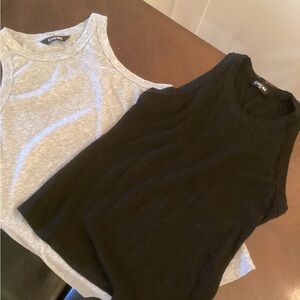 chic Ribbed Black and Gray Tank Tops